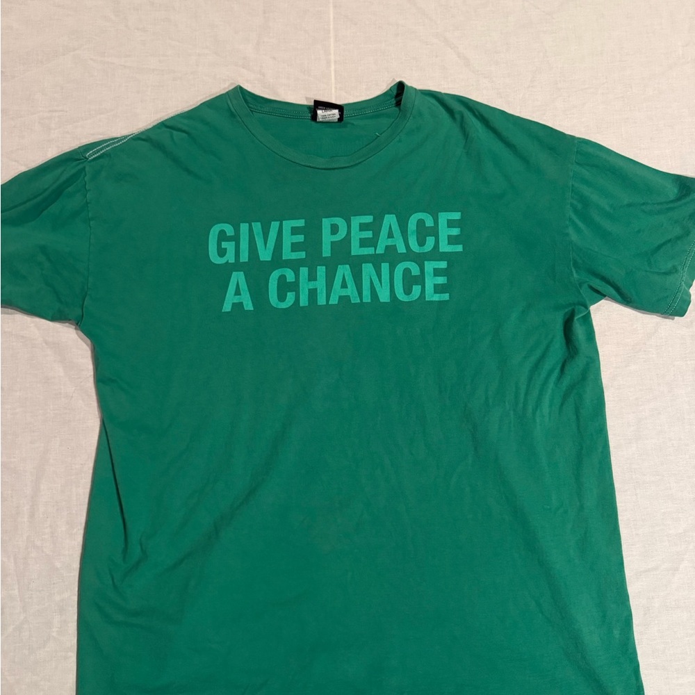 "Give Peace a Chance" John Lennon Yoko Ono Green Winterland T Shirt (2008) Large